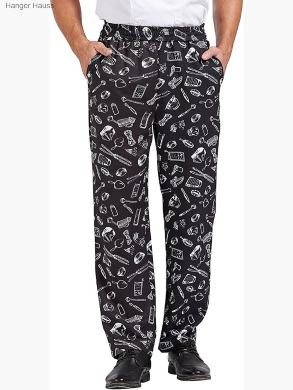 Men's Baggy Elastic Waist Chef Pants with Pockets